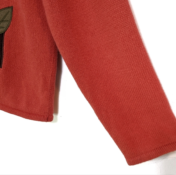 Vintage Fall Leaves Cardigan Sweater Crystal Kobe Salmon Sz M - Picture 8 of 10